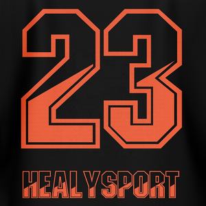 Uniforme de hockey sur glace noir et orange avec manches longues cousues numéro 23 détail de manches étoile audacieuse et conception de cou à lacets - Product Image 4