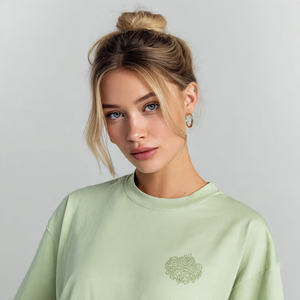 T-shirt pour femme en coton 100% et polyester, surdimensionné, ample, compressé, écologique, à séchage rapide, à épaules tombantes, pour l'été - Product Image 3