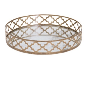 Plateau de service en verre rond, élégant et brillant, pour servir des aliments, des salades, des fruits, à prix abordable - Product Image 2