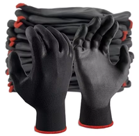 Gants de travail en polyester de calibre 13, gants de sécurité flexibles avec revêtement en PU, revêtement en polyuréthane
