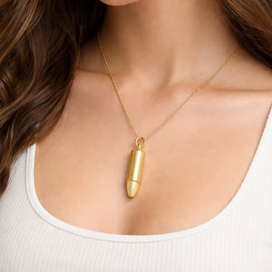 Oferta: Colgante de Bala Pequeño de 1 Pulgada en Oro Amarillo Sólido de 14K, Joyería Minimalista para Hombre, Colgante Unisex, Proveedor de Accesorios - Product Image 4