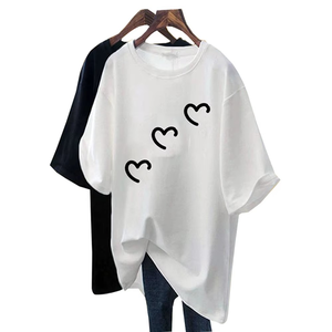 เสื้อยืดพิมพ์ลายแขนสั้นผ้าฝ้ายขนาดใหญ่สำหรับผู้หญิงเสื้อยืดพิมพ์ลายคุณภาพสูงสำหรับผู้หญิงโลโก้แบบส่วนตัวขนาดพลัสไซส์ - Product Image 2