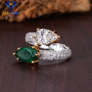 Anillo de oro blanco con piedras preciosas y diamantes cortados en PerA TDW 3.148 de Lab-Stone Diamond Ring Color de la piedra de la Piedra del anillo del color del - Product Image 2