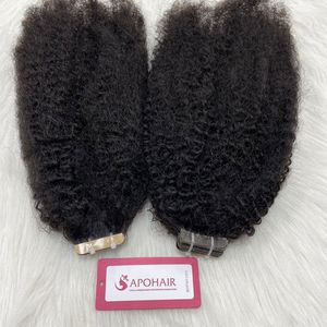 Superventas 100% extensiones de cabello humano Kinky Straight Natural Wave Tape en Dropship disponible - Product Image 4