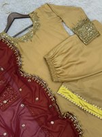 Ensemble Palazo Shalwar Traditionnel Multicolore en Soie Banarasi et Fausse Fourrure, Longueur Genou, pour Femme