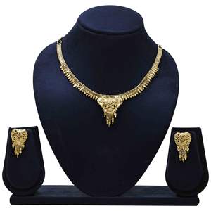 <b>Indian</b>-Made Traditional Jewelry <b>Set</b> 14K 18K 24K Gold Plated Link Chain Necklaces Wholesale Short Necklaces Brass Gold Filled - Product Image 1