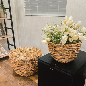 Ensemble de paniers de rangement en bambou faits à la main du fabricant du Vietnam 3 pièces conception suspendue jacinthe d'eau stockage de blanchisserie polyvalent - Product Image 1