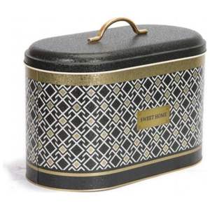 178x338x200mm fond noir boîte à pain motif sans couture conception lignes géométriques 9.8L métal conteneur de stockage des aliments pour la maison - Product Image 2