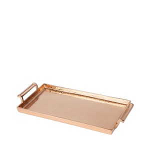 Plateau de service en acier inoxydable au design simple avec poignées, plateau rectangulaire de haute qualité en argent poli pour la maison - Product Image 2