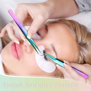 Kits de herramientas de extensión de pestañas reutilizables de alta durabilidad para clientes, instrumentos de belleza de acero inoxidable, juego de pinzas para pestañas - Product Image 2