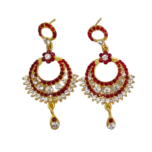 Boucles d'oreilles de fabrication indienne serties de boucles d'oreilles fantaisie de forme ronde en plaqué or 22CT à vendre par les exportateurs - Product Image 1