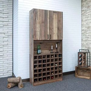 Gabinete de barra duradero ecológico de madera de mango macizo hecho a mano con acabado rústico Vintage Almacenamiento de vino para el hogar Bar y comedor - Product Image 6