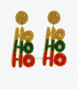 Pendientes de cuentas de árbol de Navidad chapados en oro de diseño único para mujer al por mayor, pendientes de aro de moda con cuentas multicolores hechos a mano - Product Image 5