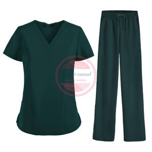 Conjunto de uniforme médico de enfermería con cremallera y manga corta para mujer - Product Image 3