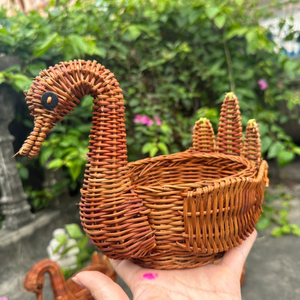 Vintage Rustic Swan Shaped Woven Rattan <b>Duck</b> Baskets for Kids Room Storage Organization Picnic Style From Vietnam - Product Image 6