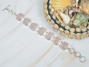 High Quality Cushion Cut Rose Quartz 925 Sterling <b>Silver</b> Vintage <b>Charm</b> <b>Bracelets</b> Fashion Healing Crystal Gemstone Fine Jewelry - Product Image 2