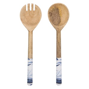 Juego de cuchara y tenedor de madera directo de fábrica de la mejor calidad para servir y cocinar cubiertos disponibles en varios diseños con marrón natural - Product Image 2