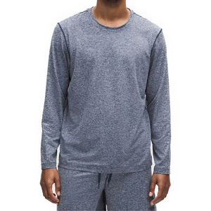 Custom Soft Jersey <b>Long</b>-<b>Sleeve</b> Shirt <b>for</b> <b>Men</b> Breathable Cotton Blend Crewneck <b>Top</b> OEM ODM Private Label Casual Wear - Product Image 6
