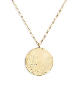 Minimalist Stylish Jewelry Customize Dainty Long Stainless Steel 18K Gold Hammered Texture Disc <b>Moon</b> Pendant Choker Necklace - Product Image 1