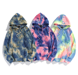 Sweat-shirts tie-dye tendance 2025, sweat-shirts à capuche pour hommes, poche kangourou, tie-dye, polaire d'agneau, sweat-shirt surdimensionné et moelleux, vente en gros - Product Image 1