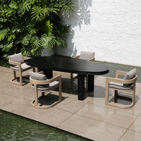 Ensemble de table et chaises de salle à manger en teck d'extérieur, résistant aux intempéries, mobilier de salle à manger d'extérieur sur mesure pour hôtel, restaurant, terrasse