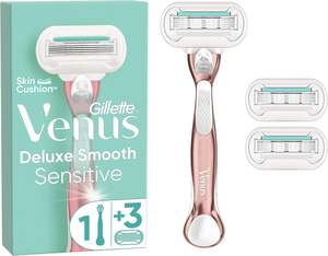Gillette Venus Deluxe Smooth Sensitive Rasoir pour femme, 3 lames de rasoir recharges, manche en métal or rose, Lubrastrip - Product Image 4