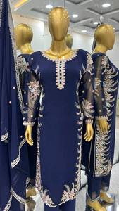 New Designer Party Wear <b>Top</b> Bottom Set with Dupatta Heavy Embroidery Quick Dry & Stretchable - Product Image 3