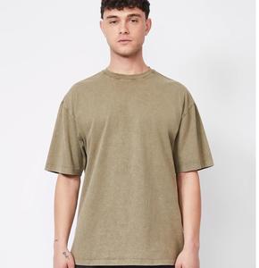 Transpirable High Street Color negro Hip Hop logotipo personalizado lavado ácido camiseta hombres Vintage lavado camisetas para hombres - Product Image 6