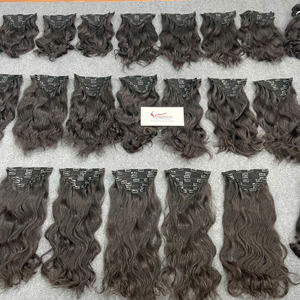 Extension de cheveux vietnamiens à clipser Cheveux naturels ondulés de couleur noire Grand en stock vente en gros jusqu'à 30 $ - Product Image 4