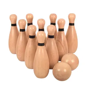 Factory Prices Wooden Made Bowling Game with Customized Logo Design & Color Lawn Bowling Game For Family Playing Game