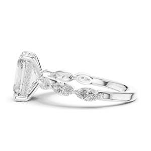 Anillo de compromiso con diamante de laboratorio de corte radiante de 3.7 CT con piedras laterales marquesa, claridad VVS-VS EF, oro de 18K, 14K, 10K y plata 925 - Product Image 5