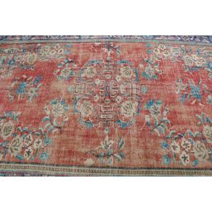 พรมตุรกีวินเทจ ขนาด 5.9x9.5 ฟุต สีแดงน้ำเงินล้วน - Product Image 5