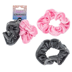 GLAMAFIED <b>HAIR</b> <b>SCRUNCHIES</b> - 3'' in LENGTH 2 PACK PINK and GRAY - Product Image 1
