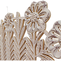 Décoration murale florale sculptée à la main en bois d'art, Tête de lit sculptée en bois d'ingénierie, Meuble de chambre en bois uniquement