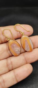 Pendientes de Ágata Natural de Botswana, Pendientes de Piedras Preciosas de Latón Hechos a Mano para Mujer - Product Image 2
