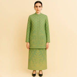 ชุดปักลายบาจูคุรุง2ชิ้นสไตล์สุภาพเรียบร้อยเสื้อผ้าแบบดั้งเดิมมาเลเซียป้องกันไฟฟ้าสถิตย์พลัสไซส์ใหญ่พิเศษ khimar Baju kurung - Product Image 4