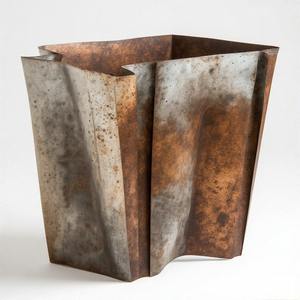 Vintage Bloom Vessel with Antique Patina Finish and <b>Ornamental</b> Filigree Edging Crafted in Solid Metal for Elegant Indoor Foyer - Product Image 3