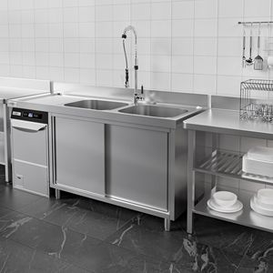 Évier de lave-vaisselle commercial Gastro GGM avec armoire, modèle PREMIUM SSK187SBR2-1800x700mm-2 bacs, bac droit - Product Image 6