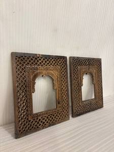 Panneau d'arche en bois sculpté à la main antique |   Paire de 2 cadres architecturaux de style moghol pour la décoration murale de la maison - Product Image 4