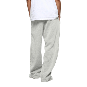 Pantalones de chándal de pierna recta de algodón puro con estampado de logotipo personalizado para hombre, pantalones de chándal de estilo de pierna ancha en blanco suelto para hombre - Product Image 4