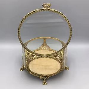 Triangle Shape Nickel Finished Beveled Glass Storage <b>Box</b> Ring Jewelry <b>Trinket</b> Keepsake Glass - Product Image 2