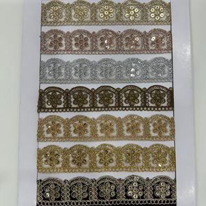 Red de poliéster de lujo con ribete de encaje bordado de 35MM con lentejuelas e hilo metálico borde elegante para vestidos saris prendas de moda - Product Image 5