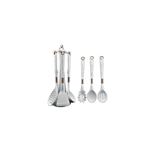 7-<b>PC</b> Nonstick Silicone Kitchen Utensil Set with White Dotted Handle BPA Free Heat Resistant Food Grade Easy Clean Hand Wash Only - Product Image 2