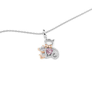 Jeulia Hug Me Gold Plated Stainless Steel <b>Cat</b> <b>Necklace</b> with 2 Custom Birthstones - Product Image 3