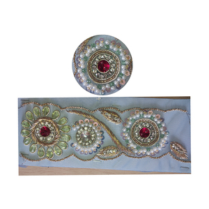 ลูกไม้ปักลายหรูหราประดับด้วยลูกปัดและงานปักฝรั่งเศสบนผ้าโพลีเอสเตอร์ สำหรับเสื้อผ้าและกระเป๋า - Product Image 5