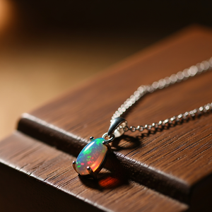 Pendentif bohème en forme de goutte, opale éthiopienne de qualité naturelle, pierre de cristal de guérison, serti de rhodium, tendance - Product Image 2