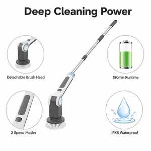 Electric Scrubber <strong>Brush</strong> Cordless Handheld Rechargeable <strong>Power</strong> <strong>Brush</strong> 180min Runtime IPX8 Waterproof for Bathroom Kitchen - Product Image 4