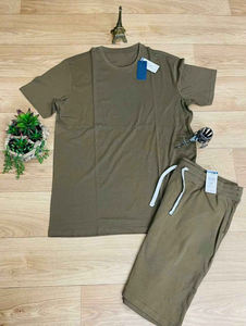 El último conjunto de verano de moda para hombre de tela suave 100% algodón corto y camiseta transpirable de talla grande chándal - Product Image 5