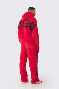 Personalizado elegante Sudadera con capucha Pantalones de chándal Transpirable Jogger Conjunto de pantalón Chándal de gran tamaño Boxy Bordado Teddy Borg Chándales con capucha - Product Image 2