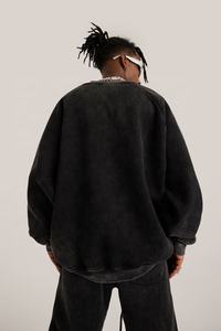 Sudadera con capucha desgastada vintage de peso pesado de invierno personalizada para hombre jersey con bordado 3D estilo algodón lavado ácido - Product Image 6